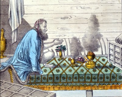 Parsis (potomci zoroastriánů z Persie, kteří emigrovali do Indie od 8. století) v uctívání ohně. od Unknown artist