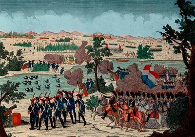 Průchod Mincio 11. prérijního roku IV (20. prosince 1800) francouzskými granátníky. Pod očima Bonaparte General en Chief - Rytina - 1800 - Bitva u Pozzola (také známá jako bitva u řeky Mincio a Monzambano) - Průchod o od Unknown artist