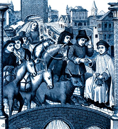 Placení mýtného za projetí mostu, v Tournai (rytina) od Unknown artist