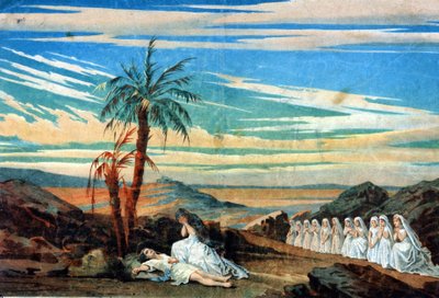 Provedení poslední scény IV. dějství „Královna ze Saby“, opera složená Karlem Goldmarkem (1830 - 1915). od Unknown artist