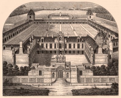 Perspektivní pohled na Chateau dAnet (Eure-et-Loir, Francie), období renesance od Unknown