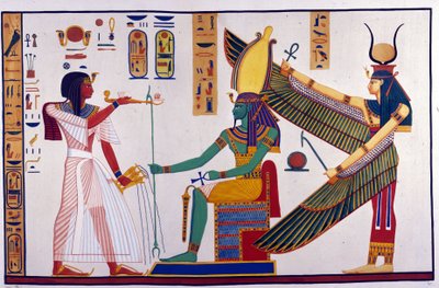 Faraon Ramses IV dává nabídky Ptah-Sokari-Osirisovi. Za Osirisem je Isis. (Hrobka Bibah-el-Moluk) - v „Památkách Egypta a Horní Núbie““ od Ippolita Roselliniho (Rossellini). od Unknown artist