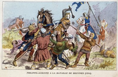 Philippe-Auguste (Philippe Auguste) v bitvě u Bouvines (1214). od Unknown artist
