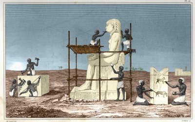 Talíř podle díla Roselliniho (Rosselliniho), italského cestovatele, který doprovázel Jeana Francoise (Jean-Francoise) Champolliona do Egypta. Rytina z knihy Atlas starověké historie Rollina od Unknown artist