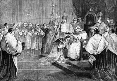 Papež Pius IX. předal v roce 1868 kardinálský klobouk princi Lucienu Bonapartovi. od Unknown artist