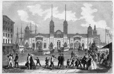 Port of New York (New York), Spojené státy americké. Gravírování v „The Illustrous Universe“ od Unknown artist