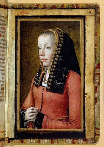 Portrét předpokládá Annu Bretaňskou (1477-1514), královnu Francie. Miniatura, fragment knihy hodin. Anonymní od Unknown artist