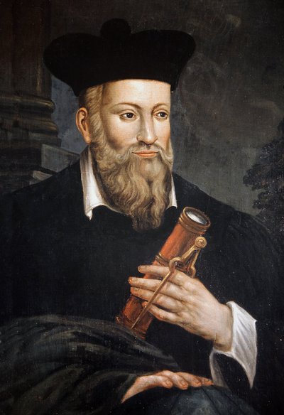 Portrét Michela de Nostre-Dame (Nostre Dame), známý jako Nostradamus, astrolog (1503-1566), detail, Dům Nostradamus, Salon de Provence, Bouches du Rhone od Unknown artist