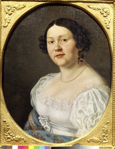 Portrét operní pěvkyně Sophia Vasiljevna Samoylova (Samoylova Chernikova) (1860-1936) (Portrét operní pěvkyně Sophia Vasilyevna Samoylova). Anonymní obraz, olej na plátně, konec 19. století. Ruské umění, romantismus. Státní muzeum divadla a od Unknown artist