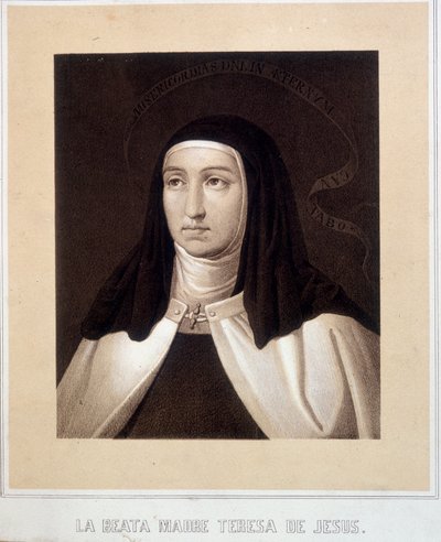 Portrét v bustě svaté Terezie od Ježíše (nebo svaté Terezie z Avily) (1515-1582), rytina od Unknown artist