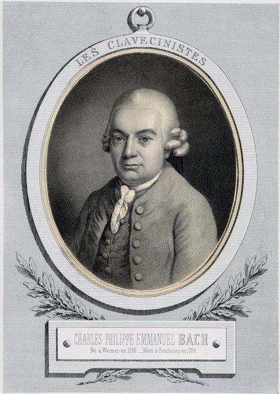 Portrét v medailonu Charlese Philippe Emmanuela Bacha (1714-1788), syna Jeana Sebastiena Bacha, n.d. 19. s. od Unknown artist