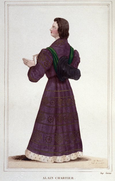 Portrét Alaina Chartiera. Francouzský diplomat a spisovatel (1385 až 1433). Sekretář budoucnosti Karel VII.rytina z roku 1830 od Unknown artist