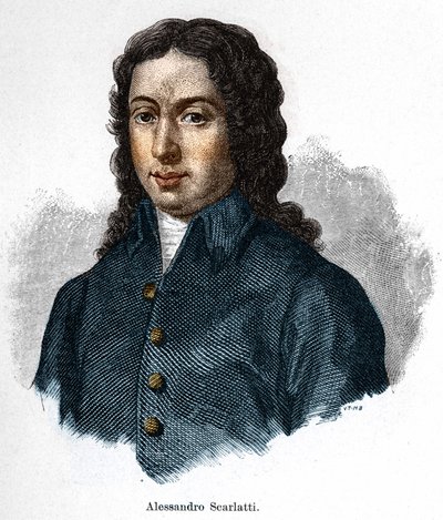 Portrét Alessandra Scarlattiho (1660 - 1725), italského skladatele. od Unknown artist