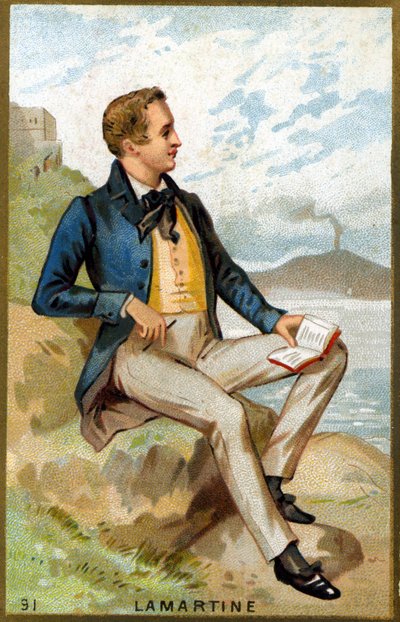 Portrét Alfonsa de Lamartine (1790 - 1869) francouzský básník. Chromolitografie 19. století. od Unknown artist