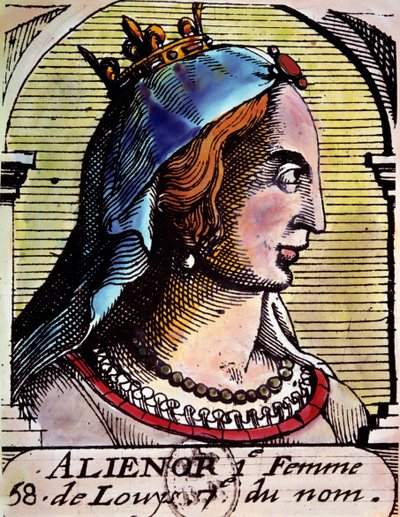 Portrét Alienora Akvitánského (1122-1204) (také nazývaného Eleonore de Guyenne), francouzské královny. Rytina. BN Paříž od Unknown artist