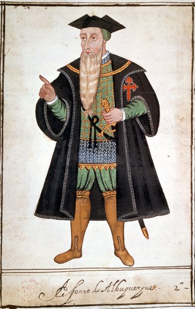 Portrét Alphonse (Alfonso nebo Afonso) od Albuquerque (1453 - 1515). Rukopis Pedro Varretto de Resenda. 16. století. od Unknown artist