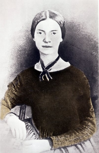 Portrét americké básnířky Emily Dickinsonové (1830-1886) z fotografie circa 1846-1847 od Unknown artist