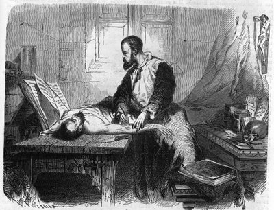 Portrét André Vésale (1514-1564), holandský anatom (v latině: Andrea Vesalius, holandsky: Andries Van Wesel). Rytina z roku 1866. od Unknown artist