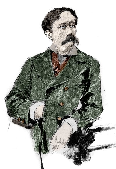 Portrét Arriga (nebo Enrica) Boita (1842-1918), italského libretisty, autora libreta „Otello“ (Othello) od Giuseppe Verdiho. Gravírování v „“Le monde llustrious““ od Unknown artist