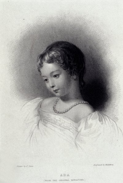 Portrét Augusty Ady Byronové (1815-1852), která se stala Annou Lovelace, dcerou básníka George Gordona Byrona. Rytina 19. století. od Unknown artist