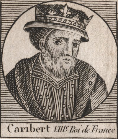 Portrét Cariberta, krále Franků (561-567) - Caribert nebo Charibert († 567) Král Franků - rytina z „“Instruction sur l