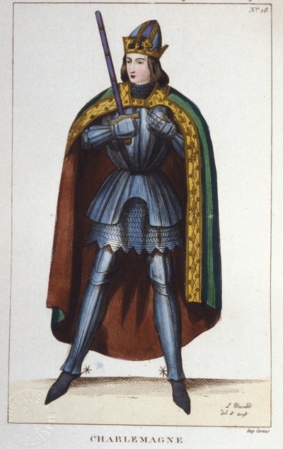 Portrét Karla Velikého nebo Karla I. Velikého (742 - 814) Král franků rytý 1830 od Unknown artist