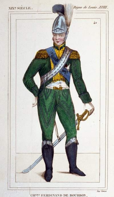 Portrét Karla Ferdinanda de Bourbon (vévoda z Berry) 1778 -1820. od Unknown artist