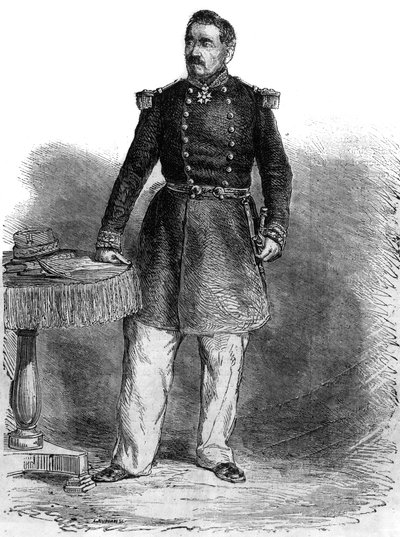 Portrét Charlese Guillauma Marie Appollinaire Antoine Cousin Montauban, hrabě z Palikao (1796-1878) - anglický generál a státník - rytina od Unknown artist