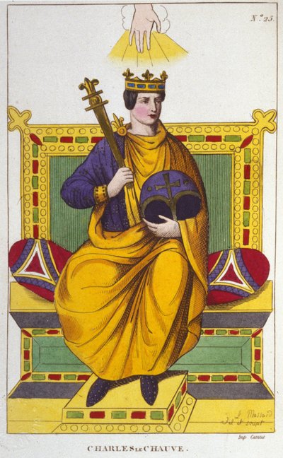Rytina Portrét Karla II. Holohlavého (823 - 877), francouzského krále, rytina z roku 1830 od Unknown artist