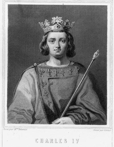 Portrét Karla IV. Bela (1294 - 1328), francouzského krále - v „Histoire des Français““ od Lavallée, rytina, sd. od Unknown artist