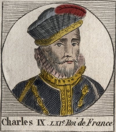 Portrét Karla IX. (1550-1574), francouzského krále - Karel IX. francouzský král v letech 1560 až 1574 - rytina z „Instruction sur l