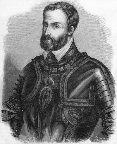 Portrét Karla V. (1500-1558), císaře Svaté germánské říše v letech 1519 až 1556. Rytina z 19. století. od Unknown artist