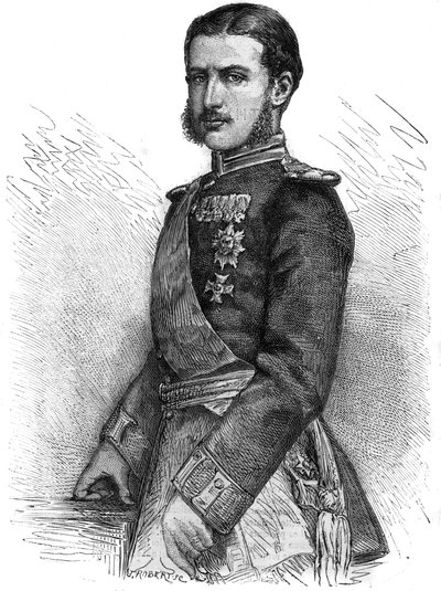 Portrét Charlese de Hohenzollern (1839-1914), znovuzískajícího rumunského prince, poté krále Karla I. (Carol I) – rytina v „“The Illustrous Journal““ od Unknown artist