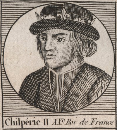 Portrét Chilperika II (asi 670 - 721), krále Neustrije - CHILPERIC II král Franků - rytina z „Instruction sur l