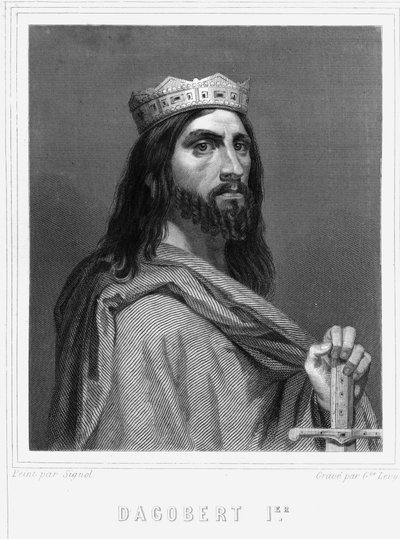 Portrét Dagoberta I. (? -?), krále franků - v „” Histoire des Français”” od Lavallée, rytina, sd. od Unknown artist