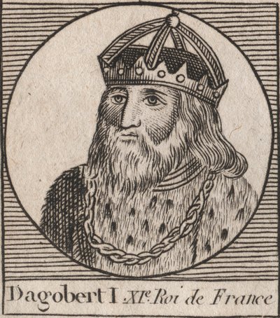 Portrét Dagoberta, krále franků v letech 628 až 638 - Dagobert (605-39) král franků - rytina z „Instruction sur l