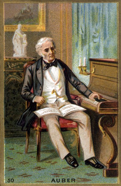 Portrét Daniela Françoise Esprita Aubera (1782-1871), francouzského skladatele. Chromolitografie 19. století. od Unknown artist
