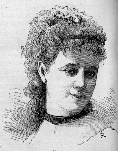 Portrét Emilie Broisat (1848-1929), francouzské komičky, členky Comedie Francaise. Rytina v „“ Le Monde Illustré““ n¡1168 ze dne 16. srpna 1879. od Unknown artist