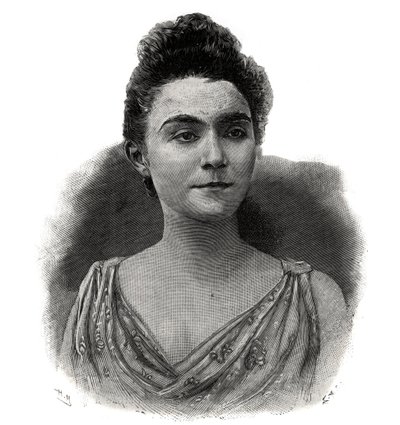 Portrét Emmy Laure Esther Guilbert, dit Yvette Guilbert (1865-1944) francouzská zpěvačka kávového koncertu - rytina z roku 1892 od Unknown artist