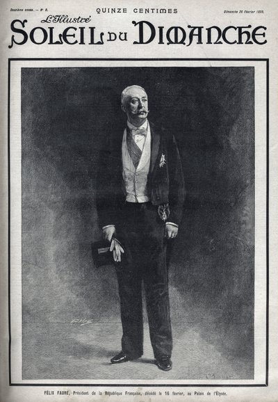 Portrét Felixe Faureho (1841-1899), prezidenta Francouzské republiky, zveřejněný během jeho smrti dne 16. února v Palais de l