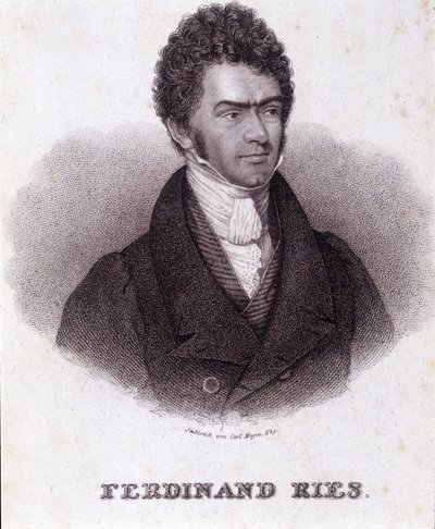 Portrét Ferdinanda Riese (1784 - 1838) německý skladatel a klavírista. Rytina 19. století. od Unknown artist