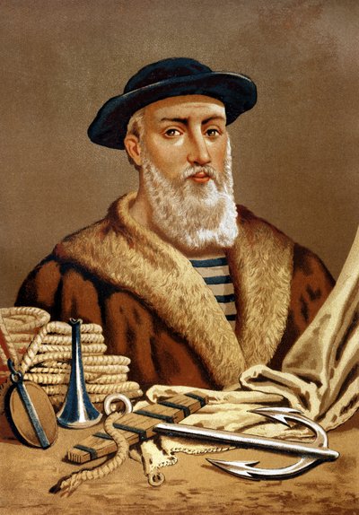 Portrét Fernanda de Magellan. v portugalštině Fern¿o de Magalh¿es portugalský mořeplavec (1480 až 1521). po slavných mužích a ženách. Barcelona 1877. od Unknown artist