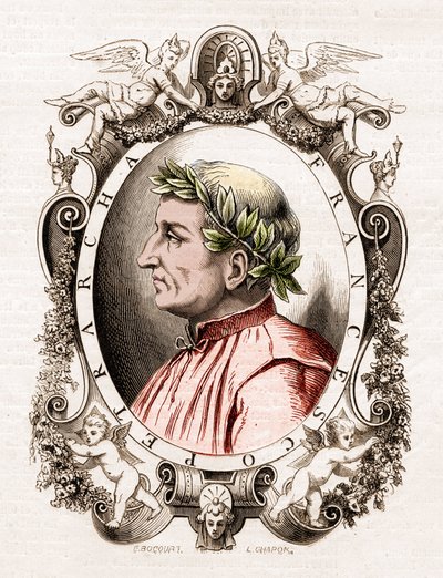 Portrét Francesca Petrarca (Petrarca) (1304-1374), italský básník. od Unknown artist