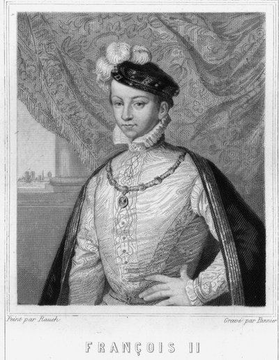 Portrét Františka II. (1544 - 1560), francouzského krále - v „Histoire des Français““ od Lavallée, rytina, sd. od Unknown artist