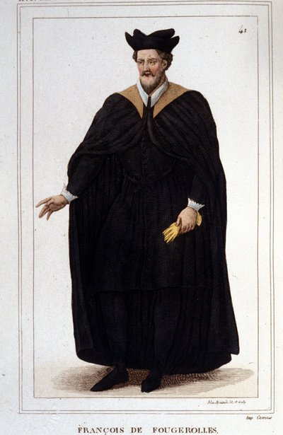 Portrét Françoise de Fougerolles, latinista, doktor medicíny. Žil v 16. století. Rytina z roku 1830. od Unknown artist