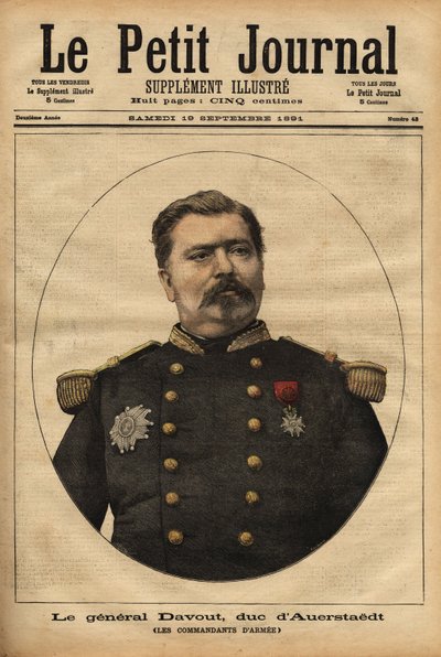Portrét generála Leopolda Davouta, vévody z Auerstaedtu (1829-1904), náčelníka štábu francouzské Armee, který se podílel na katastrofě francouzsko-pruské války (1870) Napoleona III. (1808-1873). Rytina v „“ Le petit journal“ 17/09/1891. Selva c od Unknown artist