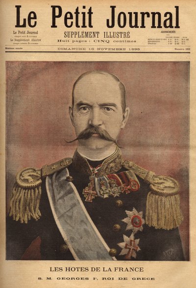 Portrét Jiřího I., řeckého krále (1845-1913). Rytina v „“Le petit journal““ 11.10.1895. Selva sbírka. od Unknown artist
