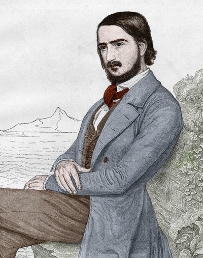 Portrét Georgese (Georga) Herwegha (1817-1875) německý básník podle obrazu C. HITZE. od Unknown artist