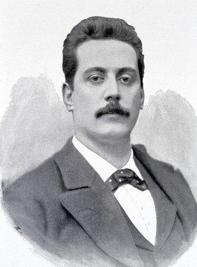 Portrét Giacoma Pucciniho, italského skladatele (1858-1924), rytina 19. století. od Unknown artist