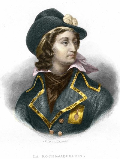Portrét Henri du Vergier, hrabě z La Rochejaquelein (nebo Verger de La Rochejacquelein) (1772-1794), rytina General Vendeen z roku 1854 od Unknown artist